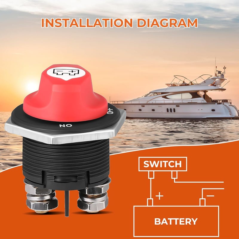 ISINFLASH Battery Disconnect Swicth 200A, 12-48V Battery Disconnect Cut Shut Off Isolator Switch for Marine Boat RV ATV Car Utv Vehicle, Max 32V DC Power Battery Switches (On-Off-Out) - Image 5